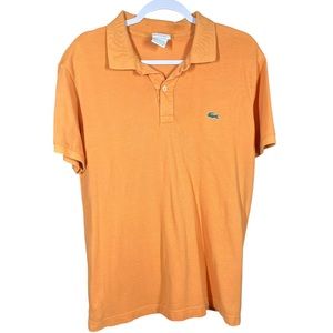 La Coste Mens Orange Polo Short‎ Sleeve Sz 7 Slim Fit Embroidered Alligator Logo